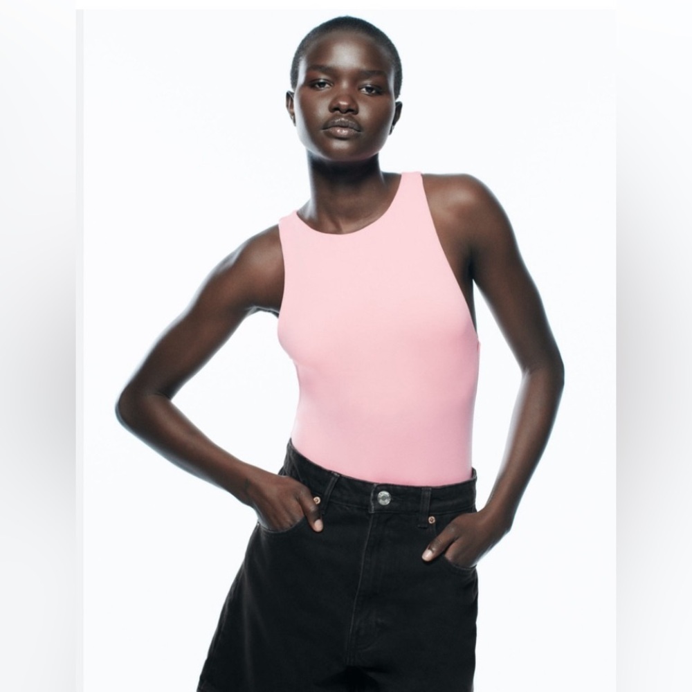 ZARA seamless, sleeveless, pink bodysuit. Like new condition. Size small.